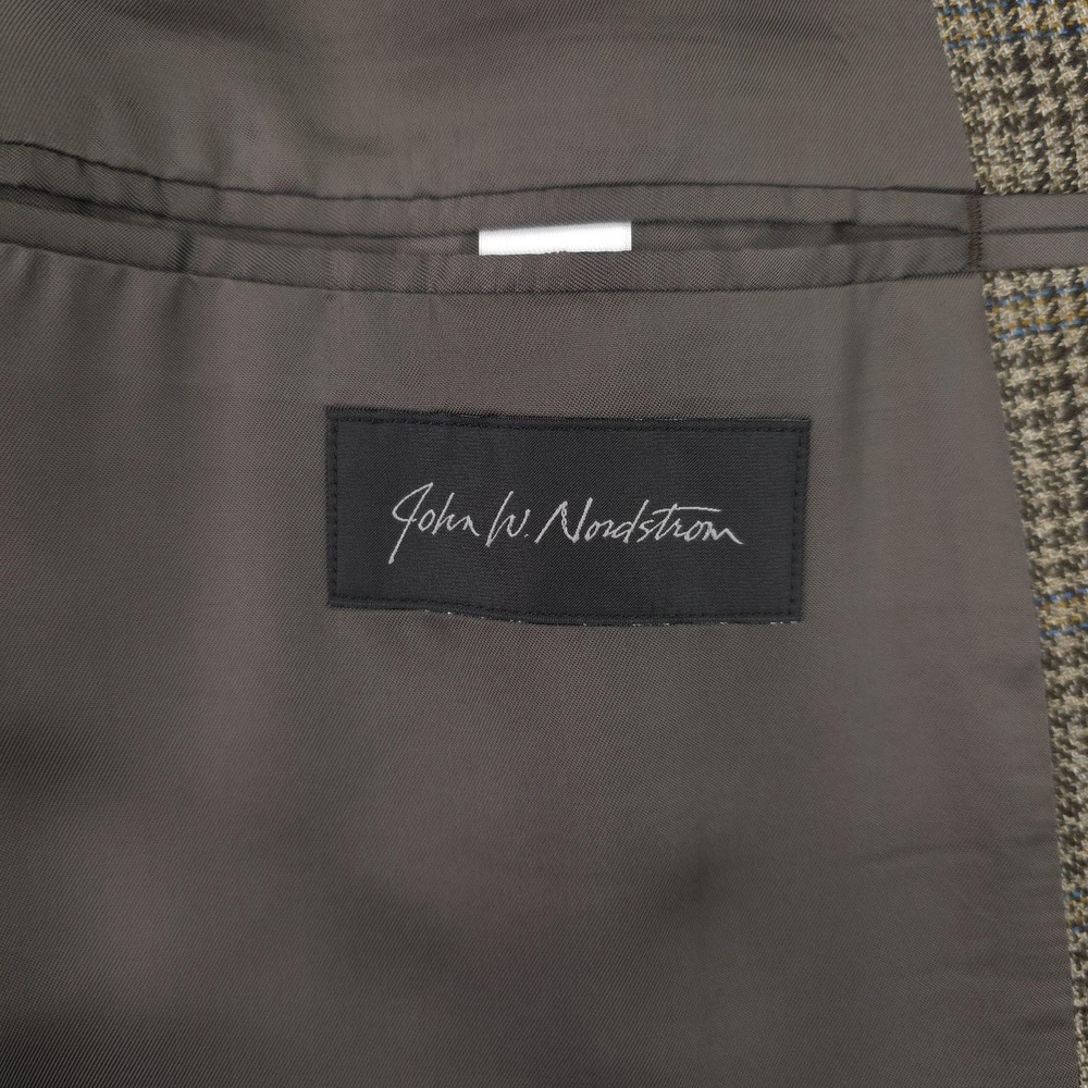 John W Nordstrom Blazer Mens 40R Brown Wool Houndstooth Tweed Sport Coat Jacket - Picture 5 of 15